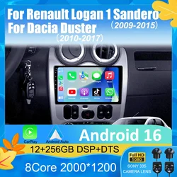 Android 16 Car Radio For Renault Logan 1 Sandero 2009 - 2015 For Dacia Duster 2010 - 2017  Multimedia Video Player Navigation s