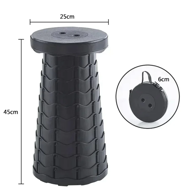Sgabello pieghevole multiuso - Sedia telescopica portatile per campeggio Picnic Spiaggia Altezza regolabile Design compatto e leggero