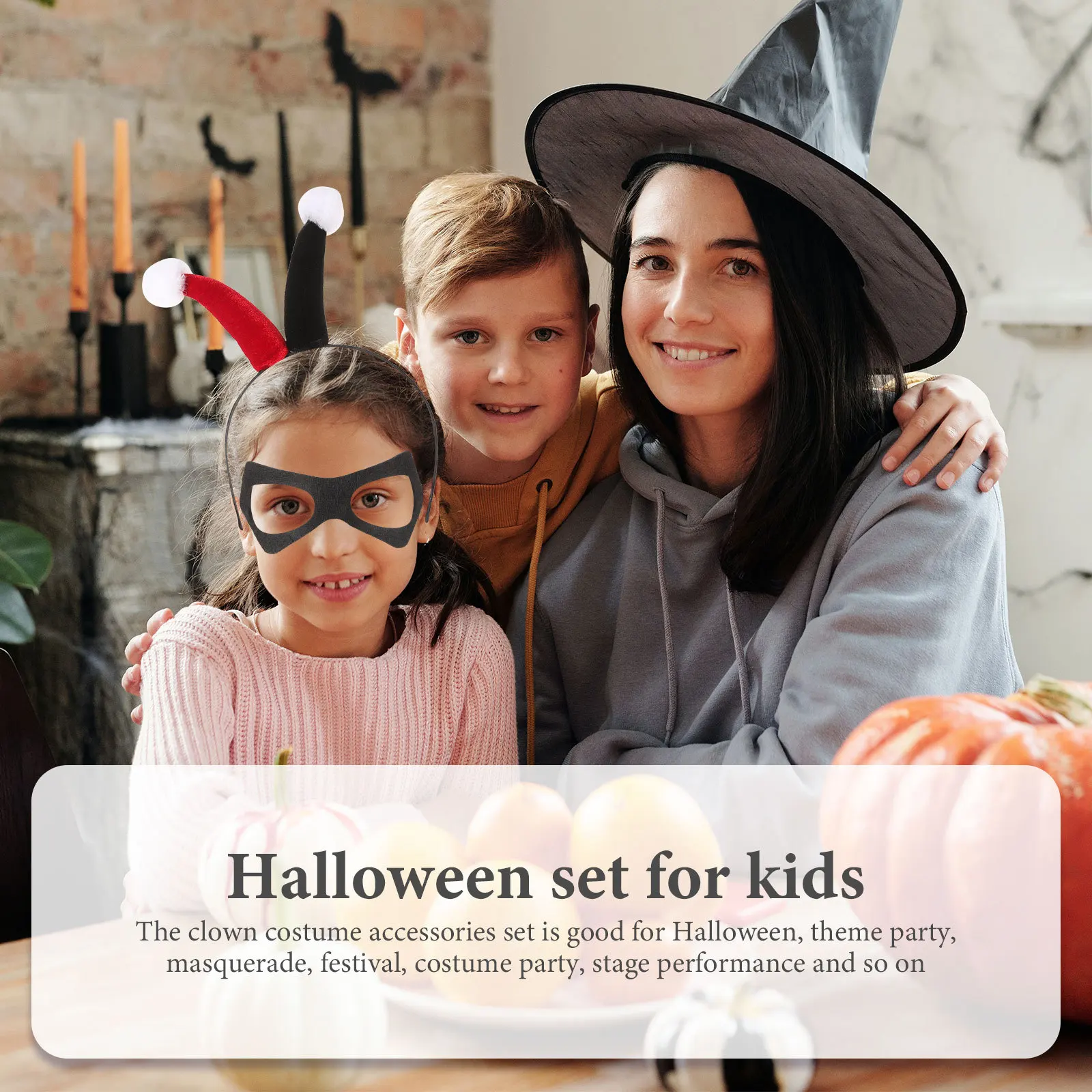 1세트 광대 의상 액세서리 머리띠 마스크 스타킹 천 소재 어린이 할로윈 파티 코스프레 소품 할로윈 의류