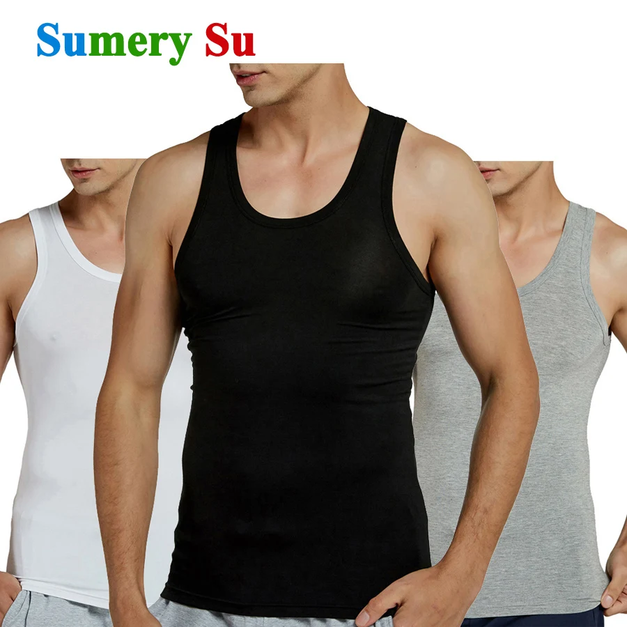 Tank Tops Men Modal Full Stretch Fitness Cool Summer Gym Vest Male Sleeveless Tops Slim Casual Undershirt Fit Male Husband Gifts