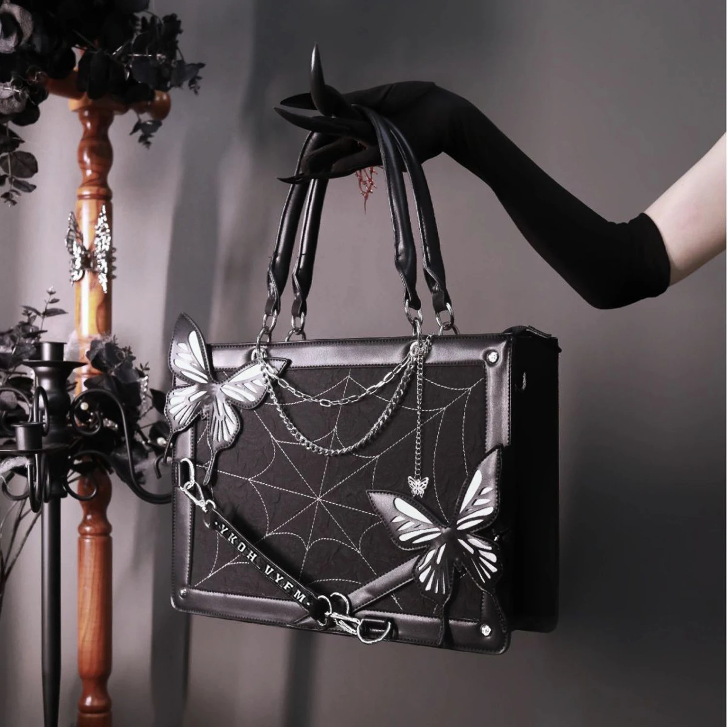 Y2K Labyrinth Butterfly Spider Web Letter ChainHandbags DlY Transparent lta Bag Lolita GothicTote Vintage Fashion Shoulder Bag