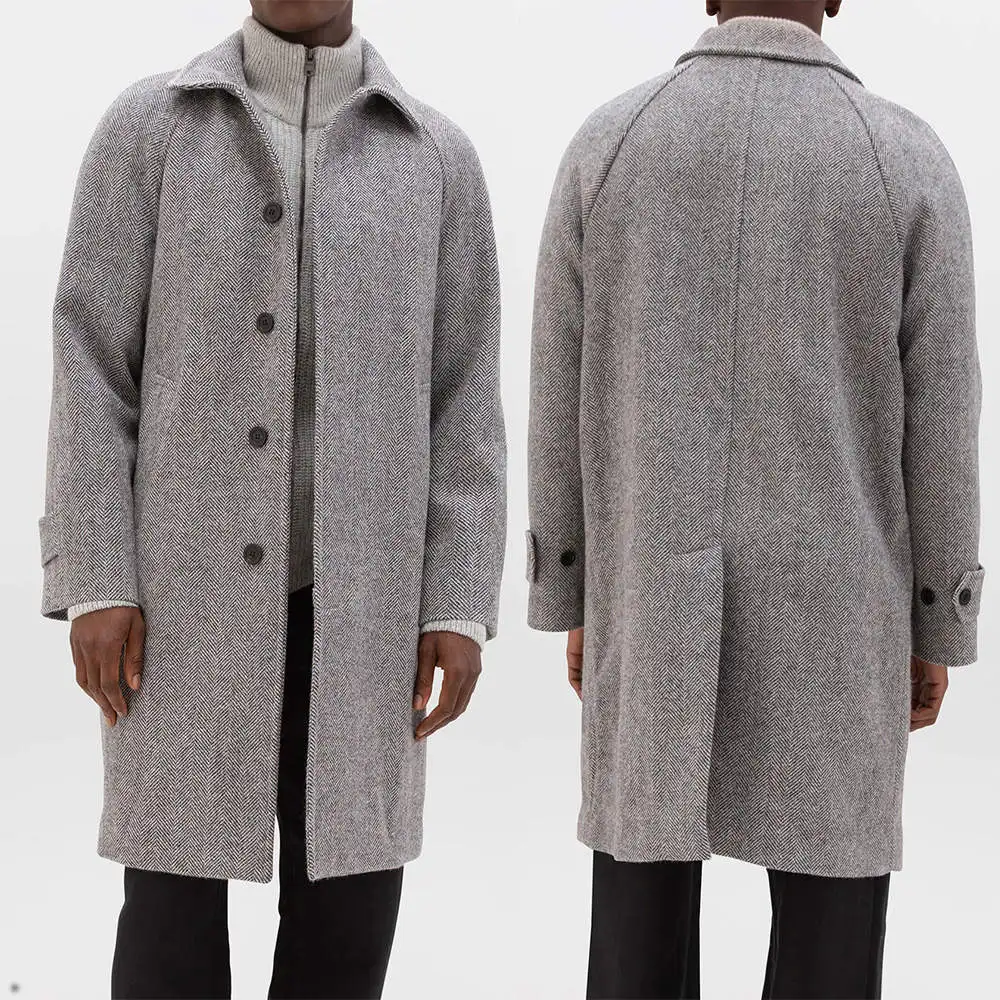 

Casual Men Long Coat Wool Blend Single Breasted Jacket Blazer Warm Thick Overcoat Business Outwear Customized