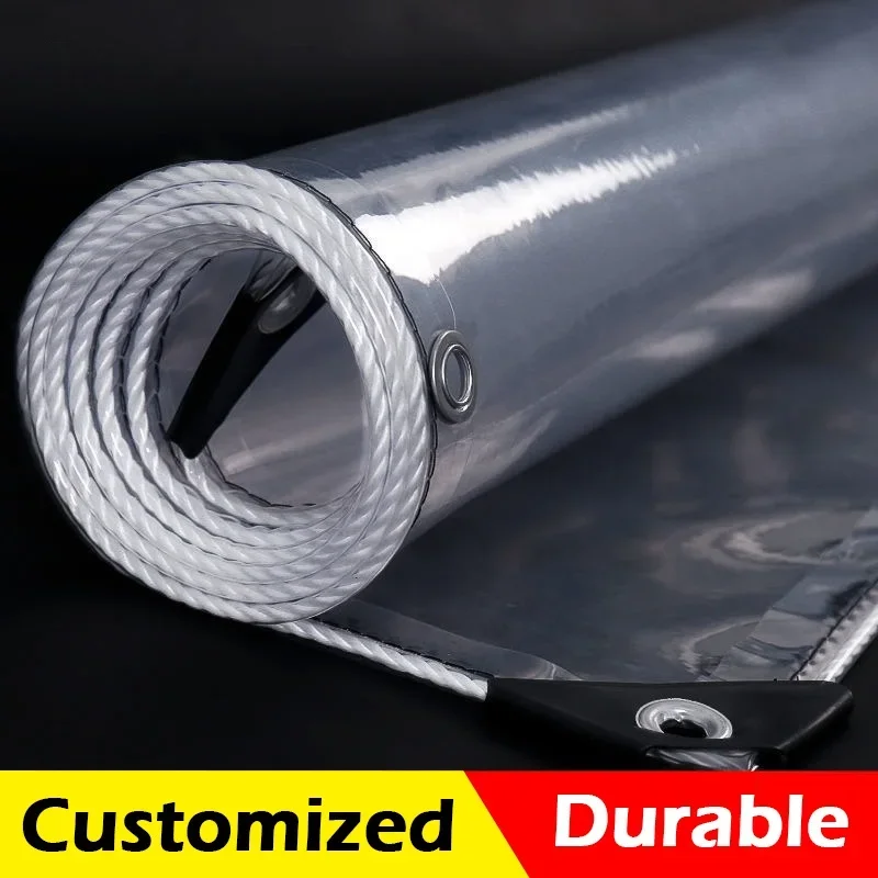 0.35MM/0.55MM Transparent PVC Tarpaulin Rainproof Cloth Garden Pergola Tarpaulin Curtain Balcony Windows Clear Tarp Rain Cover