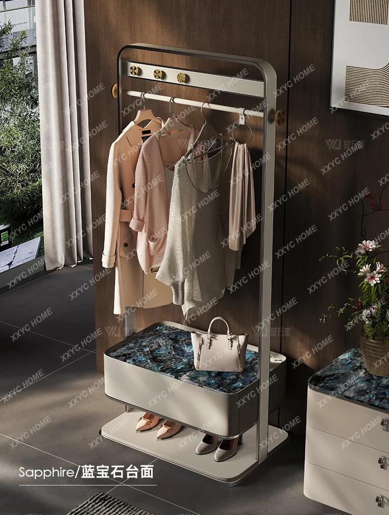 Minimalist Style Clothes Rack Marble Floor-standing Light Luxury High-end Sense Storage Clothes Rack