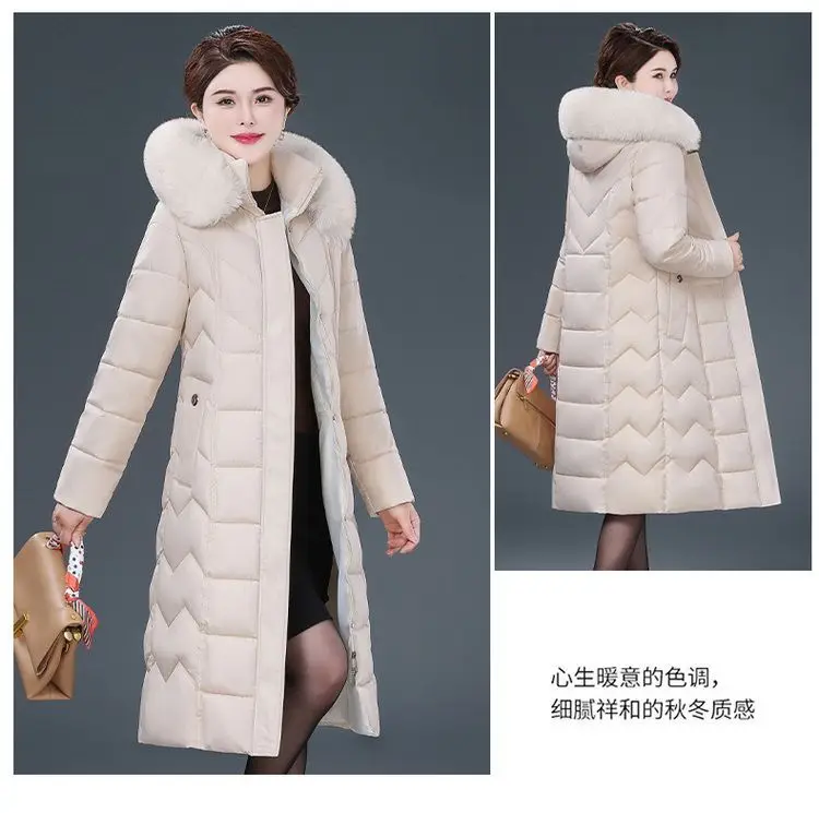 Middle Aged Mother Down Cotton Jacket 6XL Winter Oversized Thick Hooded Coat Windproof Rainproof Female Warm Long Parka Overcoat