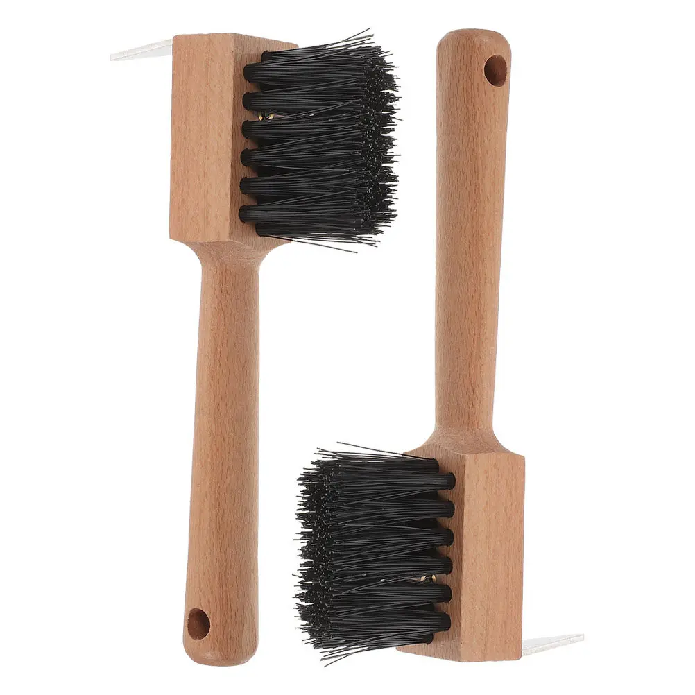 

2Pcs Hoof Brush Horses Wooden Handle Heavy Duty Hoof Cleaning Tool Grooming Farm Use Trimming Picks