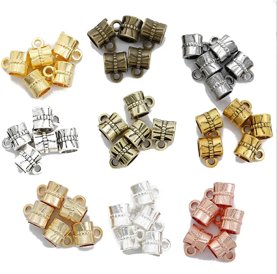 400pcs Bail Beads Connector Charm Antique Bronze Color Bail Beads Pendant Charms Connector Bail Beads Making Jewelry F0157