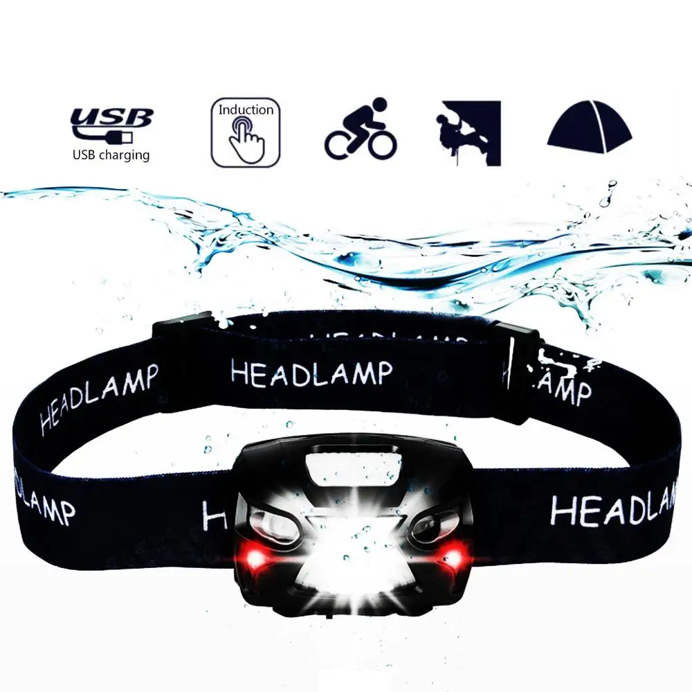 ZK20 USB Rechargeable LED Headlamp Sensor Headlight for Camping Hiking Fishing Portable EDC Torch Lights Headlamps Headlight