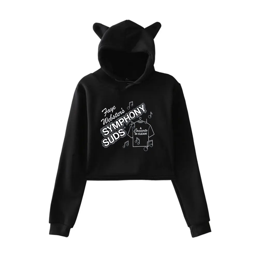 Faye Webster Merch Underdressed At The Symphony Cat Ear Hoodie Women Long Sleeve Sweatshirts Casual Streetwear Crop Tops