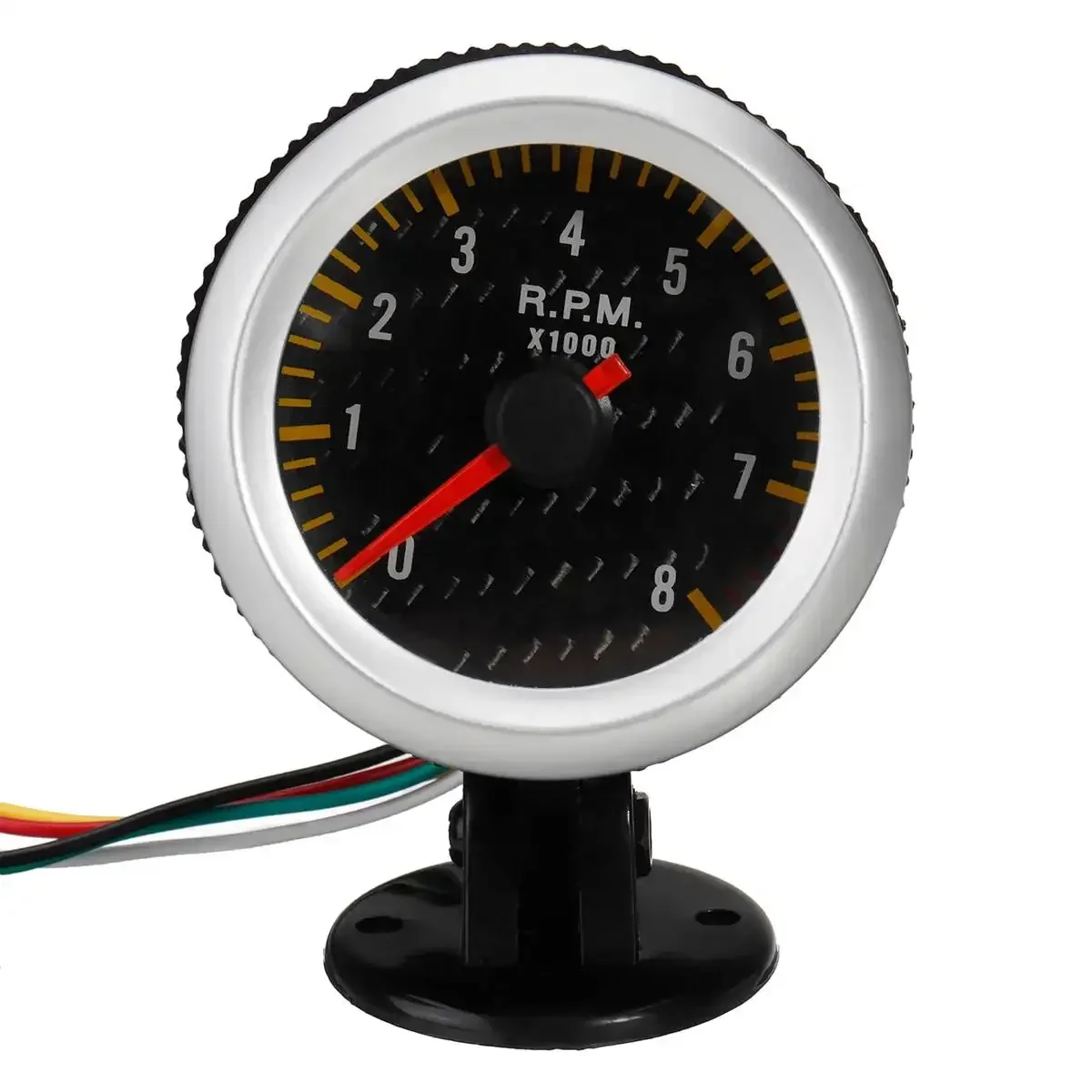 

12 В, 2 дюйма, 52 мм, универсальный желтый светодиодный тахометр 0 ~ 8000 об/мин, автомобильный тахометр для 4 6 8-цилиндровых двигателей, автоматический измеритель оборотов в минуту