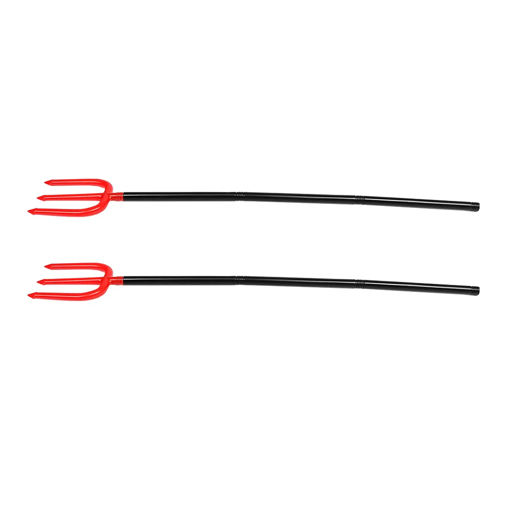 

2pcs Fork Prop 42.8 Inch Detachable Handle Lightweight Demon Costume For Halloween Cosplay Party Devil Pitch Fork Pretend Play