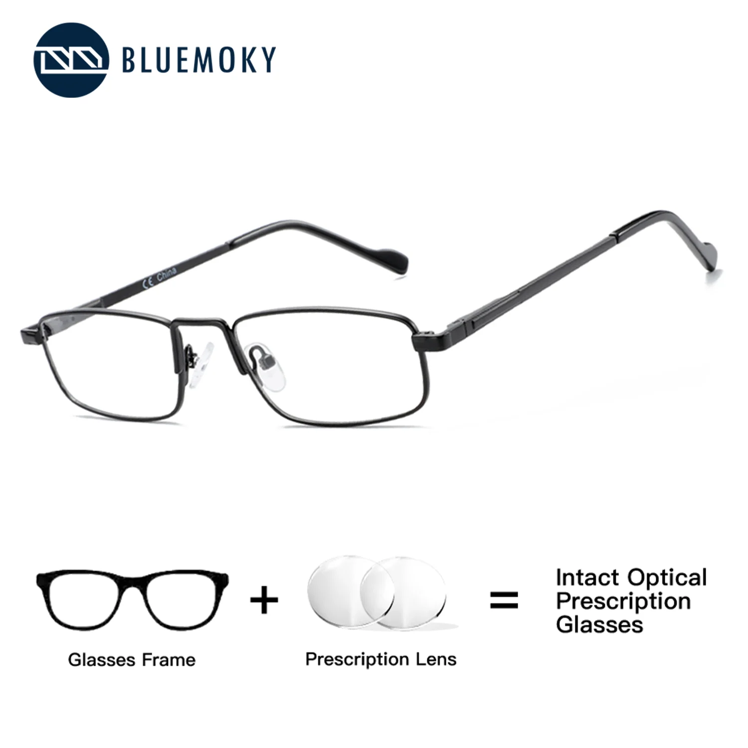 

BLUEMOKY Metal Prescription Glasses, Men's Optical Glasses, Myopia Lenses, Custom Progressive Anti Blue Light Photochromic