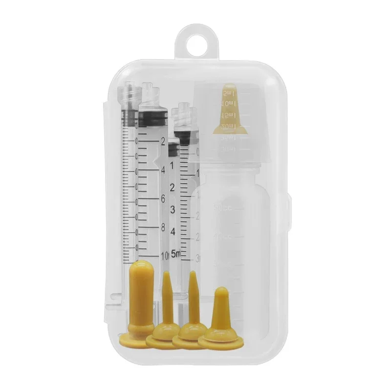 Kit de biberón para alimentación de mascotas recién nacidos, chupete de alimentación para perros, gatos y hámster, alimentación de medicina con