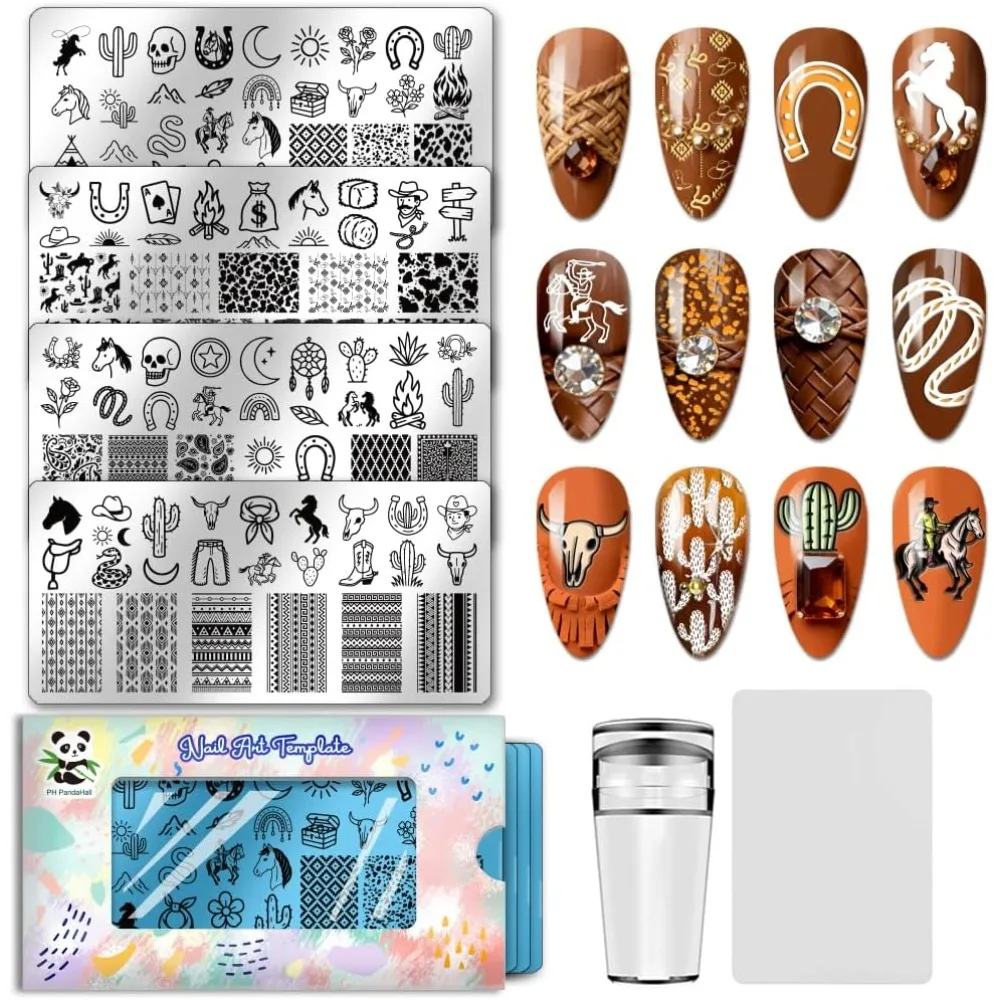

Stainless Steel DIY Nail Art Templates Template Tool Rectangle Mixed Shapes 12x6cm 4 sheets/set