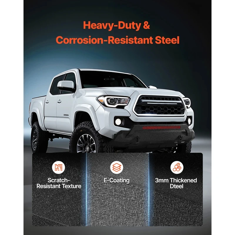 High Quality Heavy‑Duty Steel Front Bumper With Winch Plate D‑Ring Mounts E‑Coating Bull Bar Fit For Pickup Truck 2016‑2023