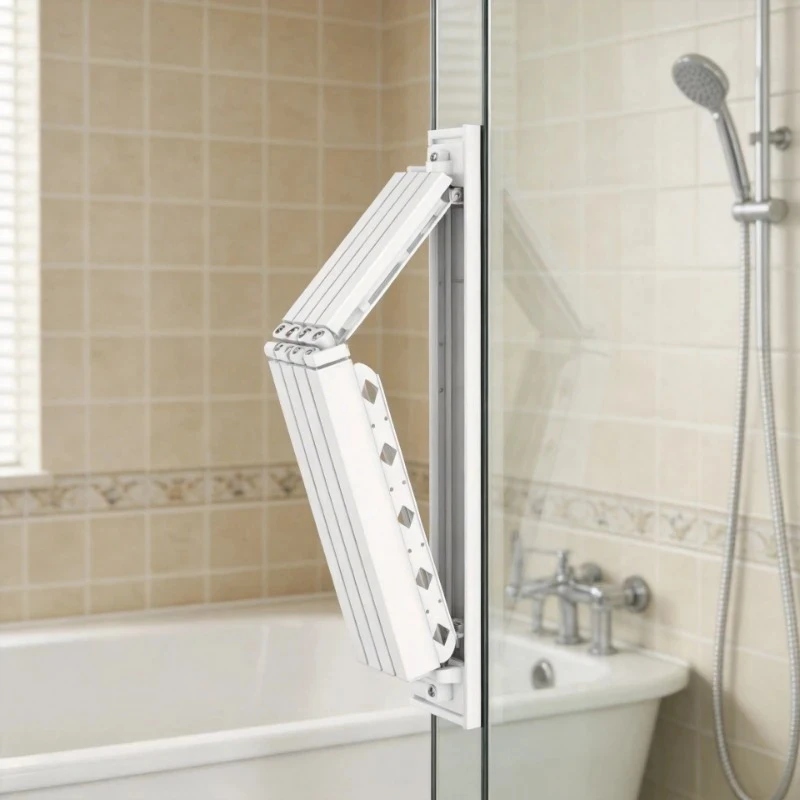 Foldable Shower Curtain, No Drill Waterproof Invisible Partition for Bathroom Wet Dry Separation Home Decor