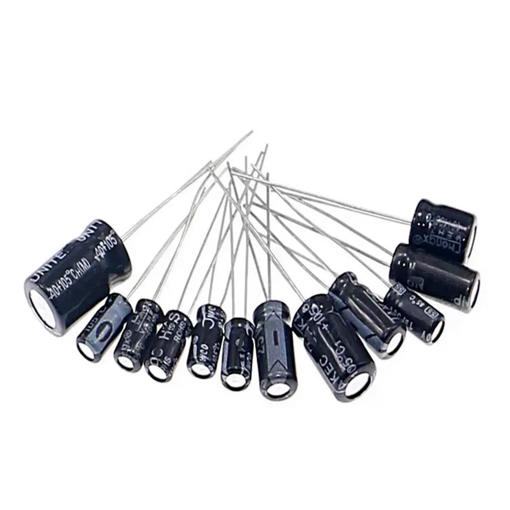 120pcs Electrolytic Capacitor  Aluminum Electrolytic Capacitor Kit 12 Values 1uF-470uF DIP Electrolyte Capacitors