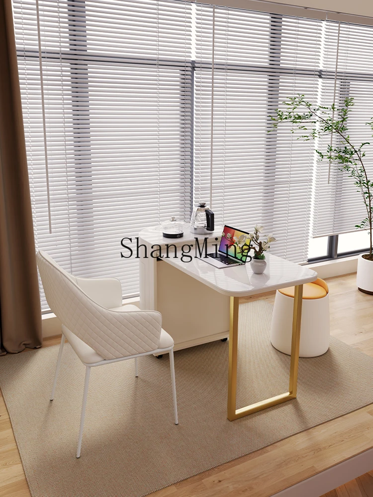 

CL Movable Folding Tea Table for Home Use, Small Tea Cart with Kettle, Integrated Tea Table and Chair Set for Balcony