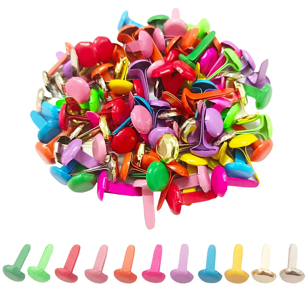 100pcs/Bag Mix Pattern Round Metal Brads DIY Scrapbooking Crafts Accessories For Home Decor Embellishment Fastener Supplies