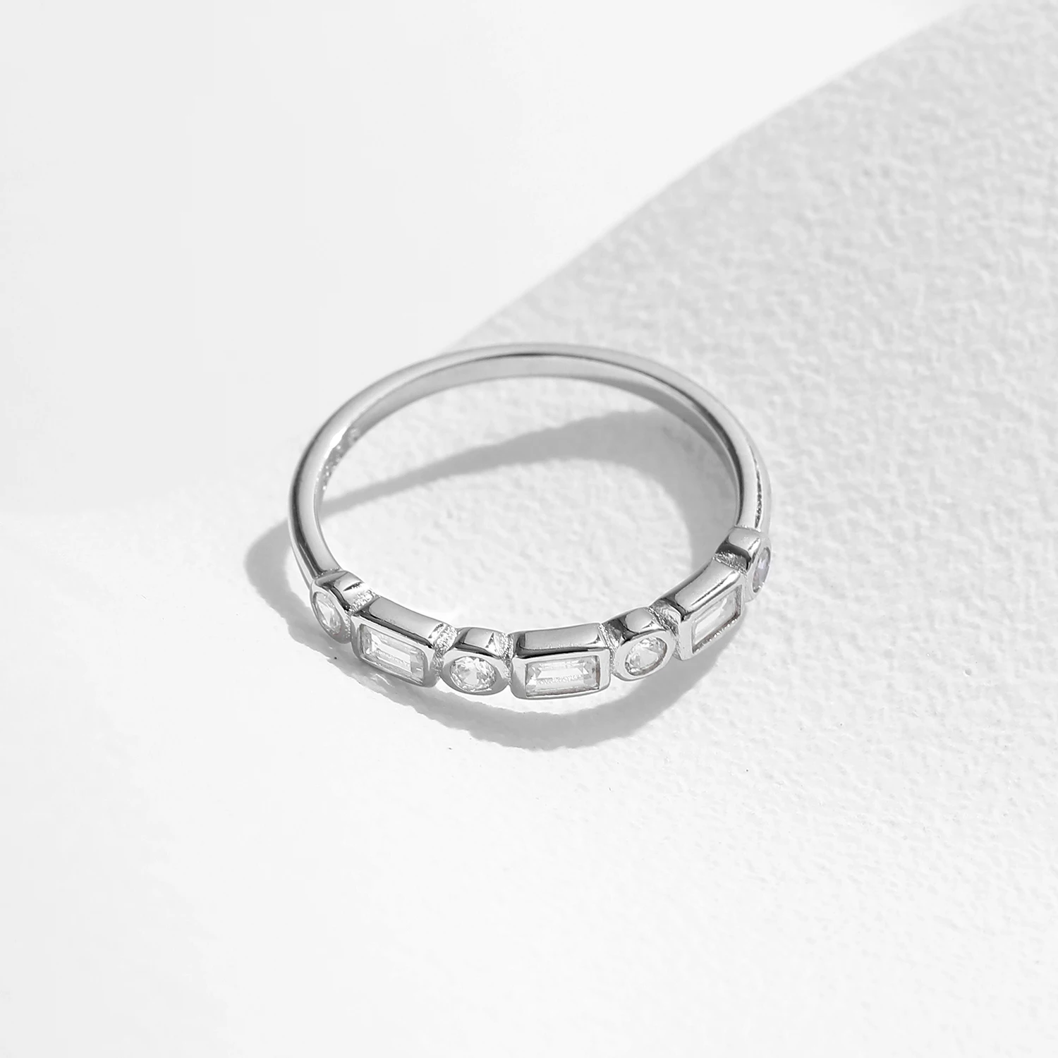 MODIAN-Bague en argent regardé 925 pour femme, bijoux fins, bague ronde, bague rectangulaire, bague de fiançailles, bague de mariage, mode absorbe ouissante, clair, CZ