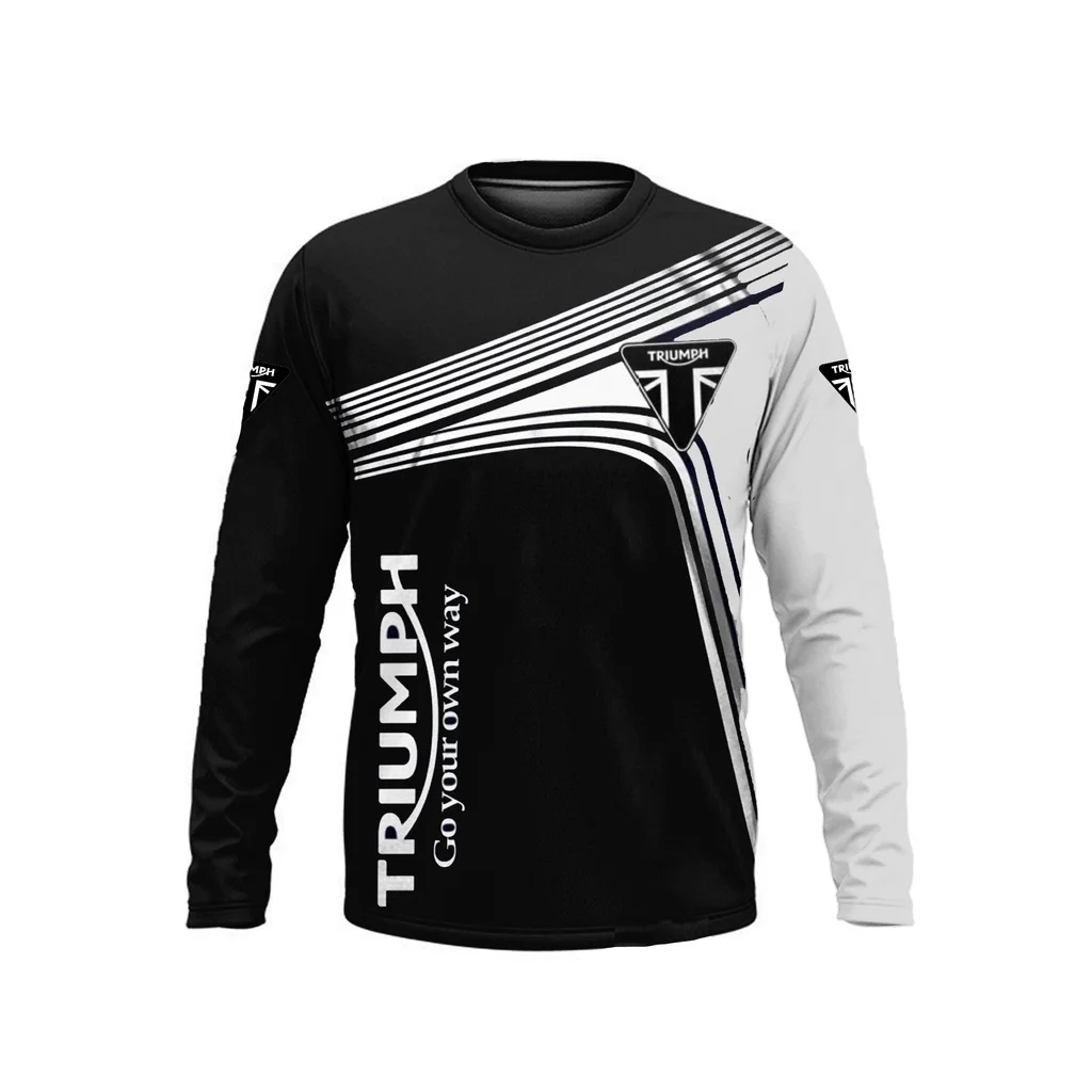 

Лидер продаж, модная мотоциклетная футболка Triumph с длинным рукавом, повседневная дышащая удобная футболка с веером для верховой езды для мужчин и женщин