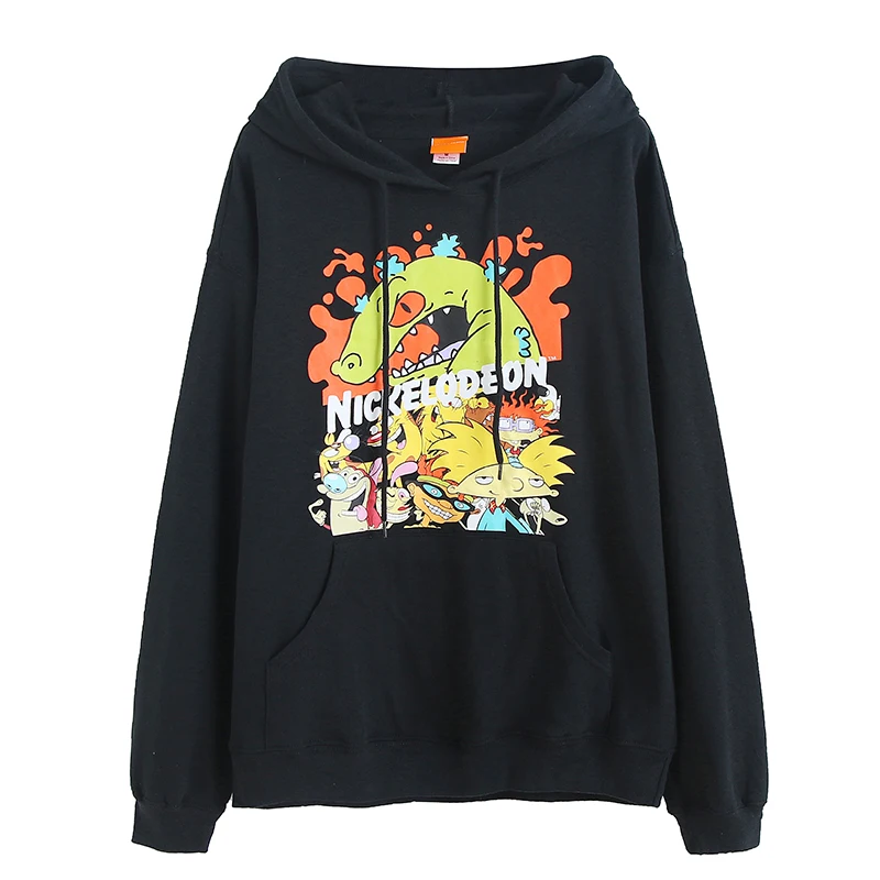 

Cartoon Anime Hoodie Women's Oversized Fleece Lined Long Sleeve Sweatshirt Casual Streetwear Style Printed Comfortable Jacket