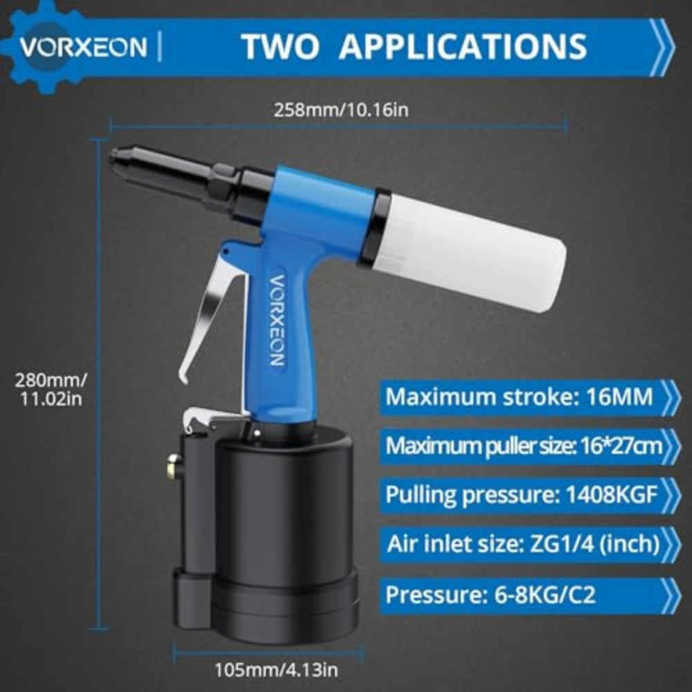 مسدس برشام الهواء الهوائي مع 500 المسامير العمياء طقم ألومنيوم البوب الهواء المبرشم سحب الضغط 3097 رطل أداة هوائية شديدة التحمل #5