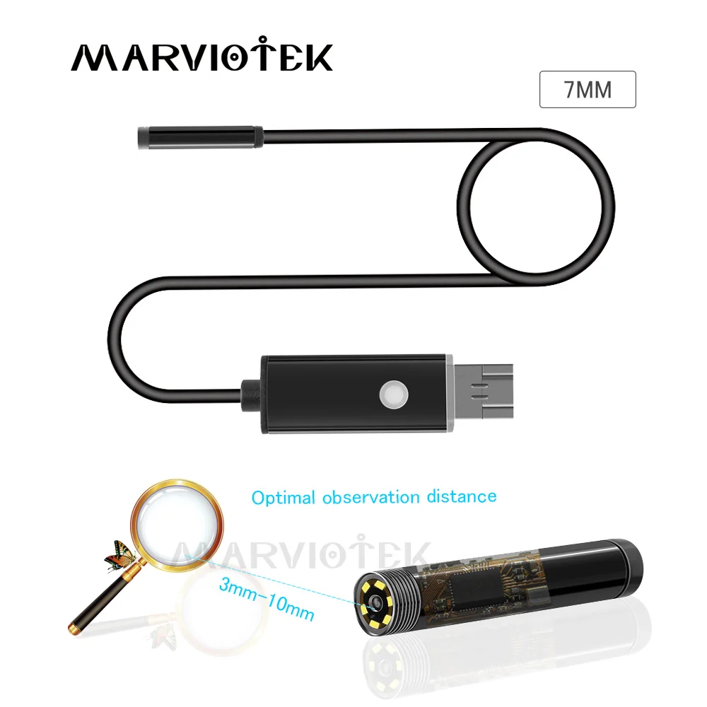 2m 5m 10m 7mm 2 in 1 Mini Camera HD USB endoscope camera Android Tube Waterproof Snake Borescope USB Inspection 6 LED endoscope