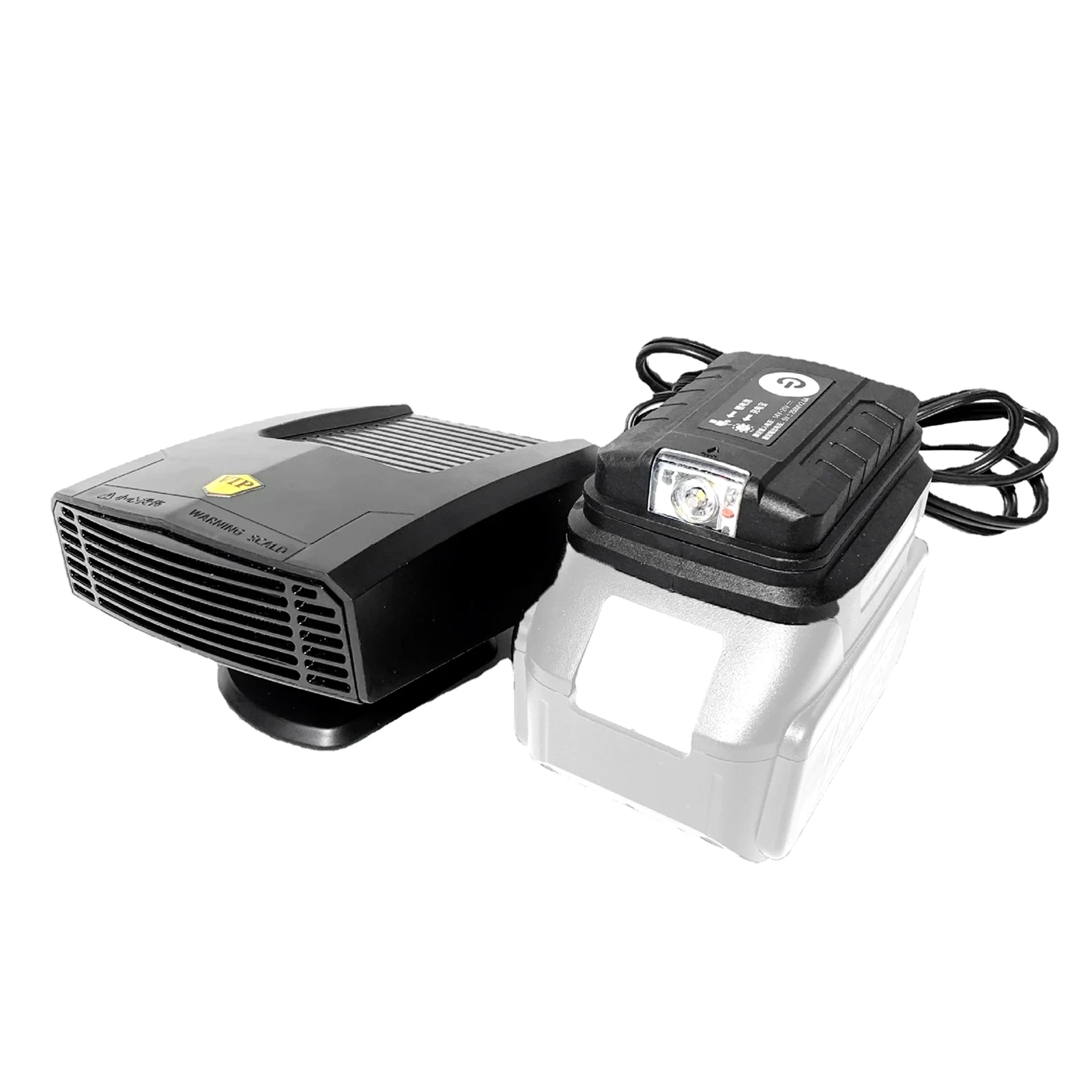 Riscaldatore invernale senza fili da 600 W, compatibile con batterie Makita da 18 V, modello 360. ° Scaldino portatile da esterno, senza cavi, con rotazione, dotato di luce a LED e 2 porte USB per