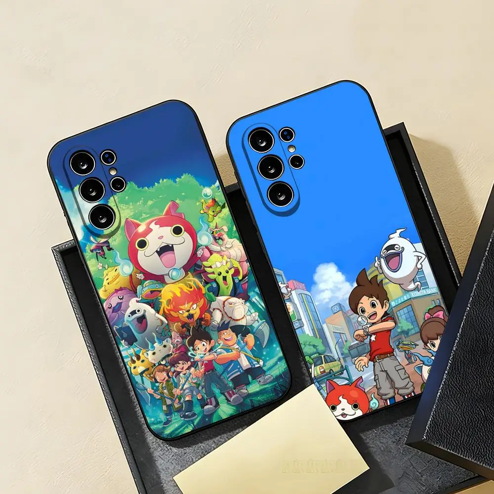 Komasan Buchinyan Y-Yo Kai W-Watch Phone Case For Samsung S26 S25 S24 FE S23 S22 S21 Plus S20 Ultra Note20Ultra Black Soft Shell