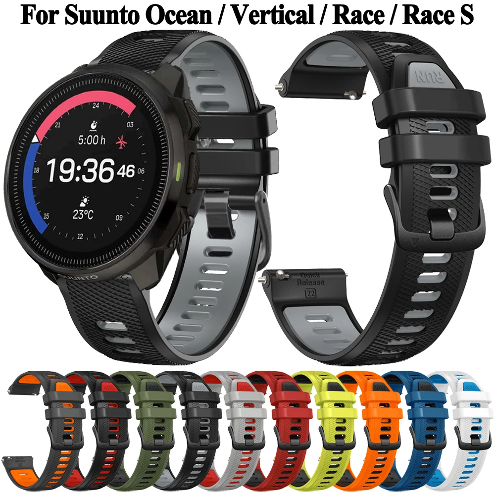 Tali jam 22mm untuk Suunto Ocean / Race S/vertikal, tali jam tangan olahraga untuk jam tangan Suunto 5 Peak / 9Peak Pro gelang