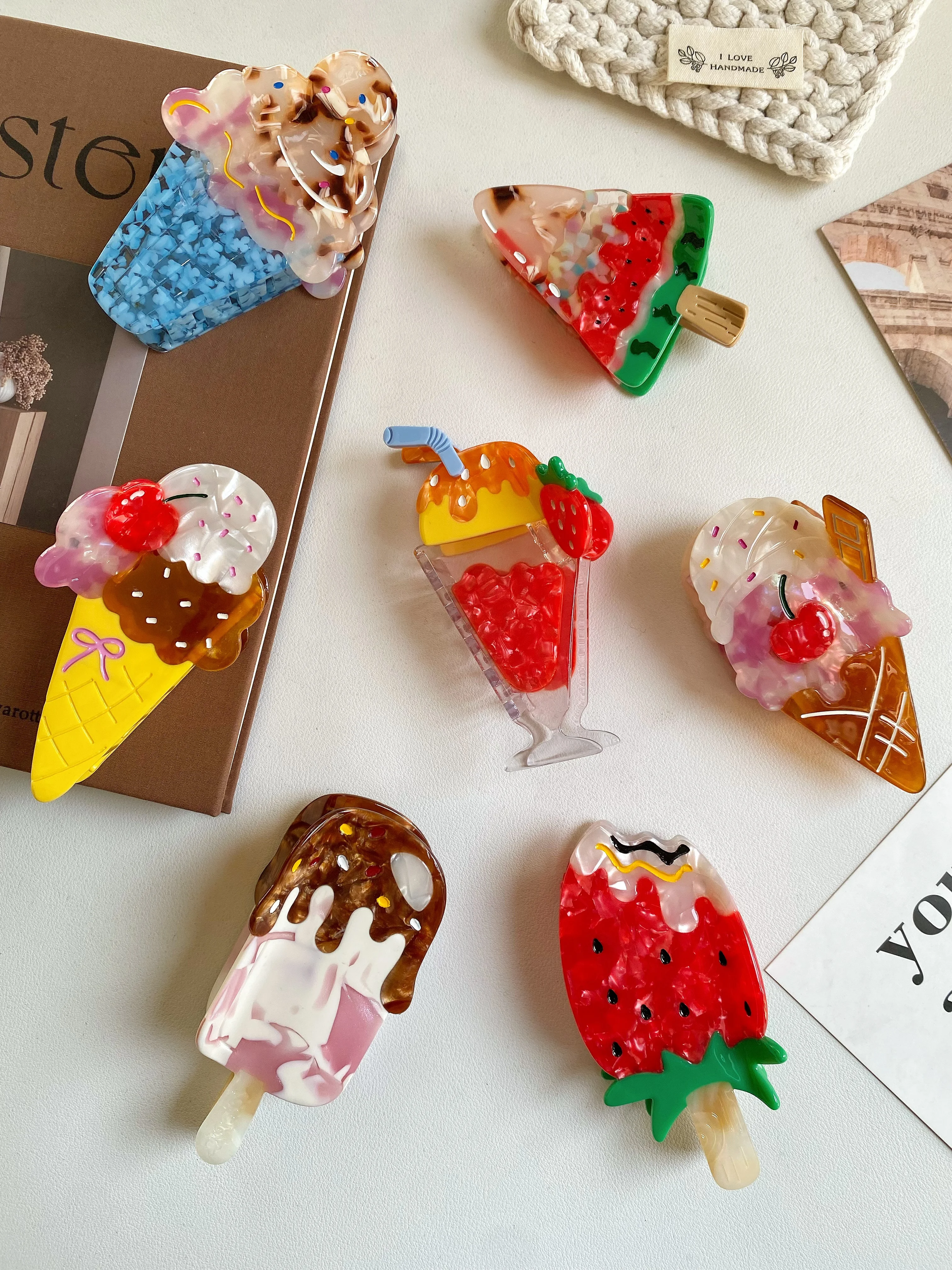 

Десертный коготь: нишевый и уникальный стиль для отдыха, ручная работа, из высококачественного ацетатного материала, подчеркивающая мода и тенденция.