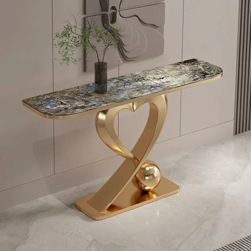Italian light luxury rock slab entrance table Modern simple living room entrance platform Entry into the door corridor