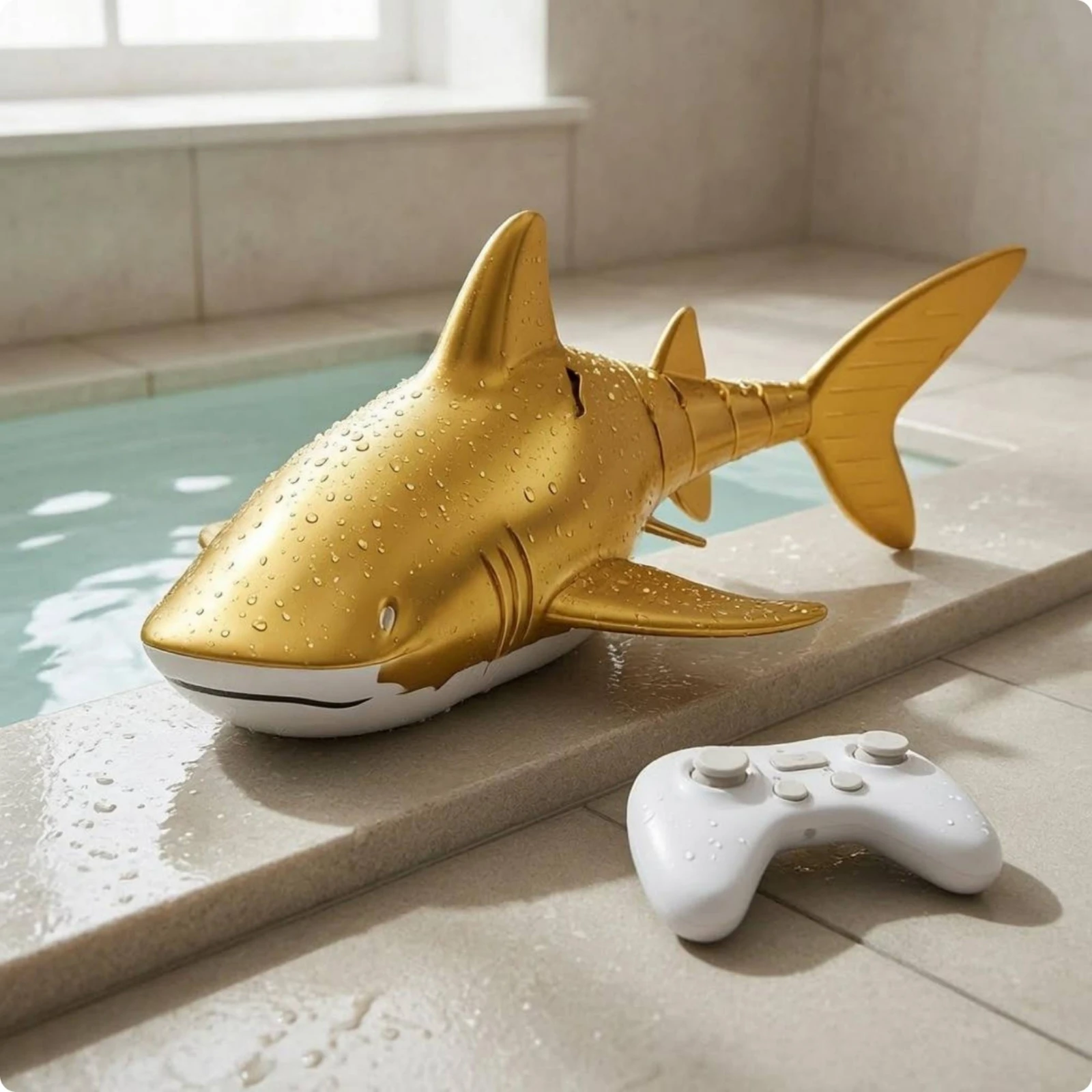 

Wireless Control Shark Toy Rechargeable Battery RC Shark Toy Children's Plaything Spare Propellers Molded Fins for Pool, Bathtub