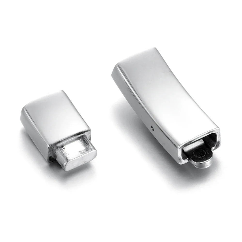 Stainless Steel Bayonet Clasp Push Lock Closure DIY Leather Bracelet Flat Curved Clasps Jewelry Making Supplies Accessories