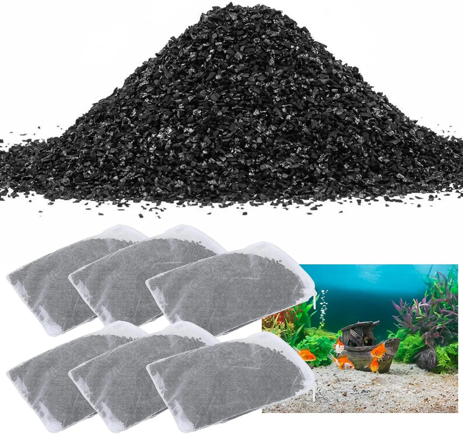 

6Pack Aquarium Activated Carbon Bags Fit for Marineland All C-Series and Magniflow Canister Filters Rite-Size S, T and X, Charco