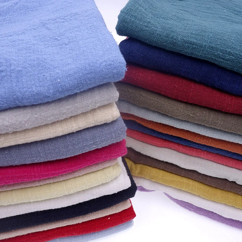 Solid Color Soft Thin Linen Cotton Fabric Organic Material Pure Natural Flax For Sewing DIY Handmade Clothes Patchwork Fabric