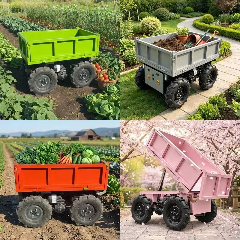 Heavy Duty Multi Purpose Trolley 600kg Load Bearing Four Wheel Galvanized Steel Tool Cart for Warehouse Garden Farm