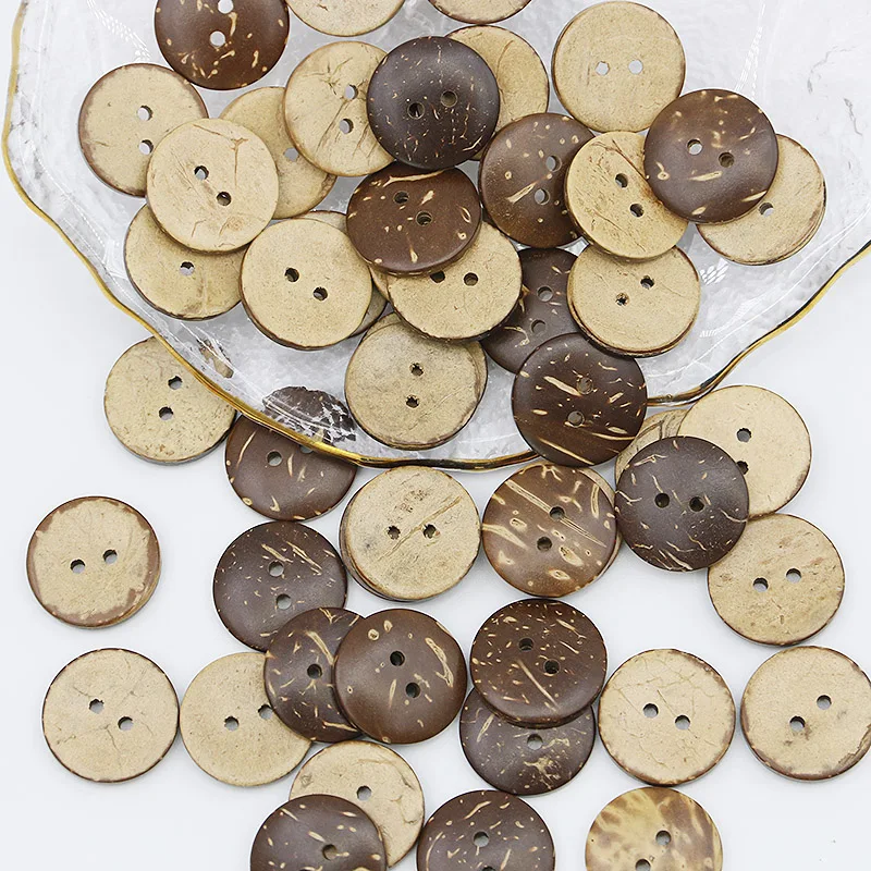

(50Pcs/pack)2cm 2-Hole Coconut Shell Pattern Circular Wooden Button Jeans Bags Use Buttons Garment Sewing Decorative DIY