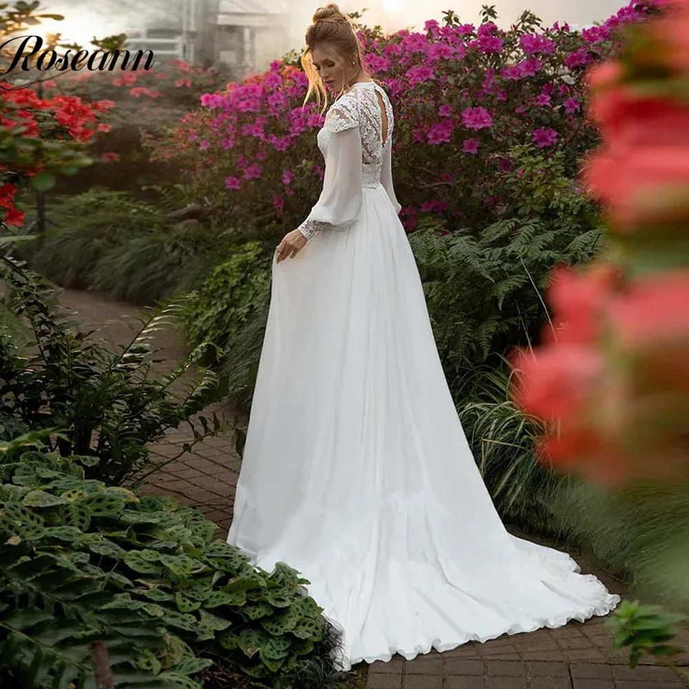 Delicate A-line Wedding Dresses High Collar Tulle Cut-Out Zipper Bridal Gowns Lang Sleeve  Robe De Soirée De Mariage Customised