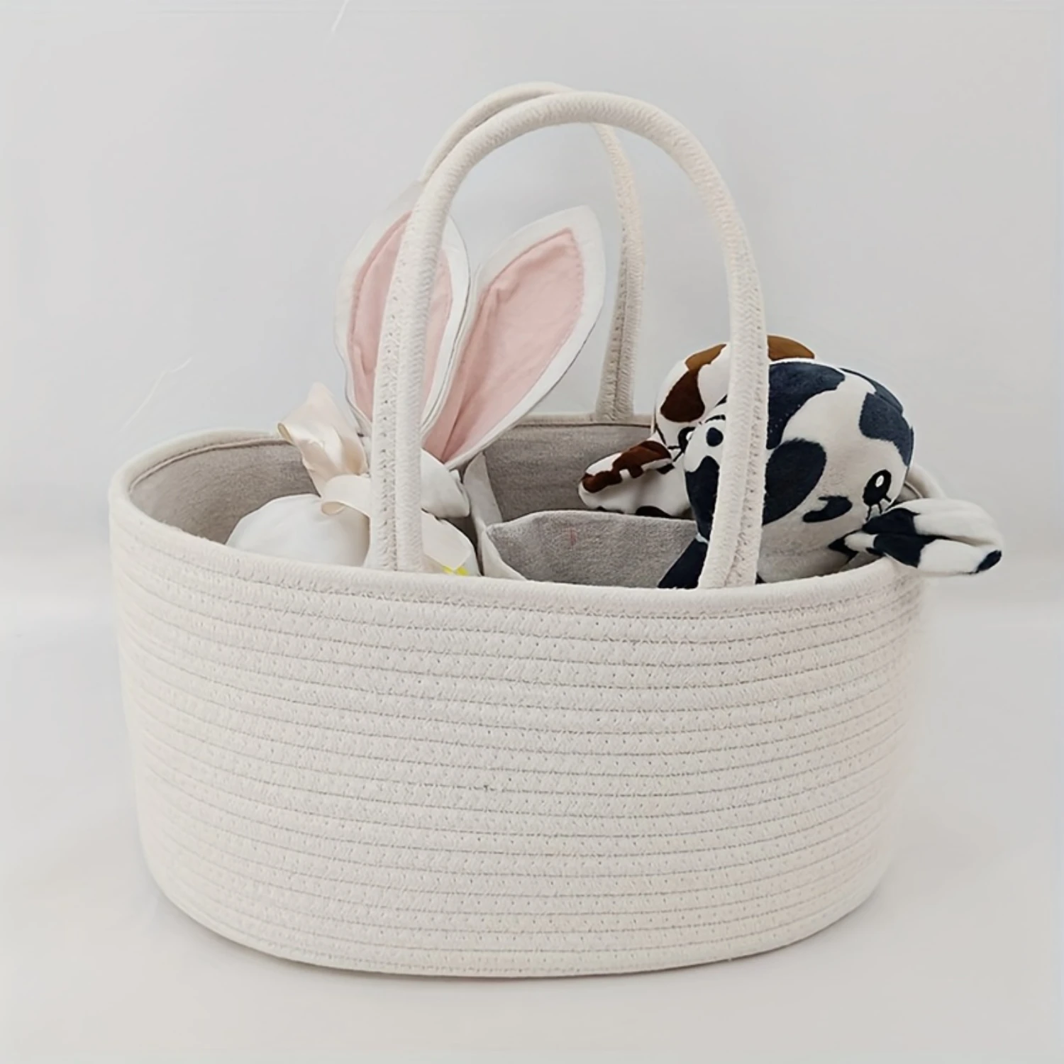 

1pc Multifunctional Travel Diaper Bag, Cotton Rope Mommy Bag - Portable Diaper Basket for On-the-Go Needs Rabbit house Hedgehog