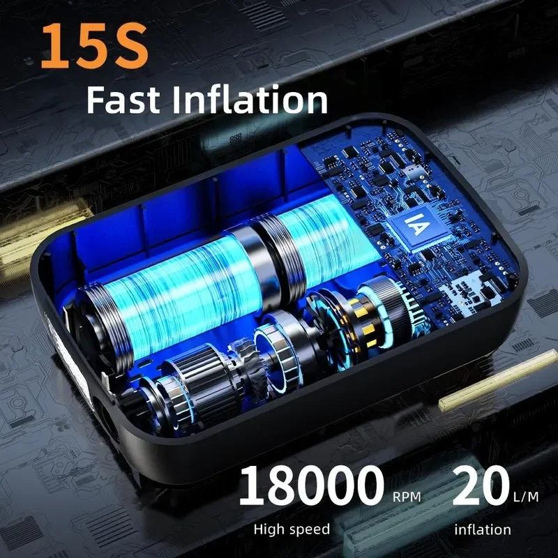 Portable Rechargeable High Pressure Air Compressor Electric Tire Inflator Emergency Tool for Car Motorcycle Bicycle
