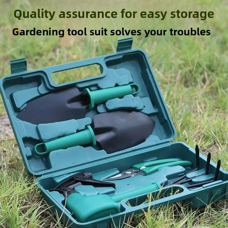 

Gardening Tool Set, Watering Can, Rake, Small Shovel, Scissors Combination Toolbox, Family Flower and Vegetable Planting Set