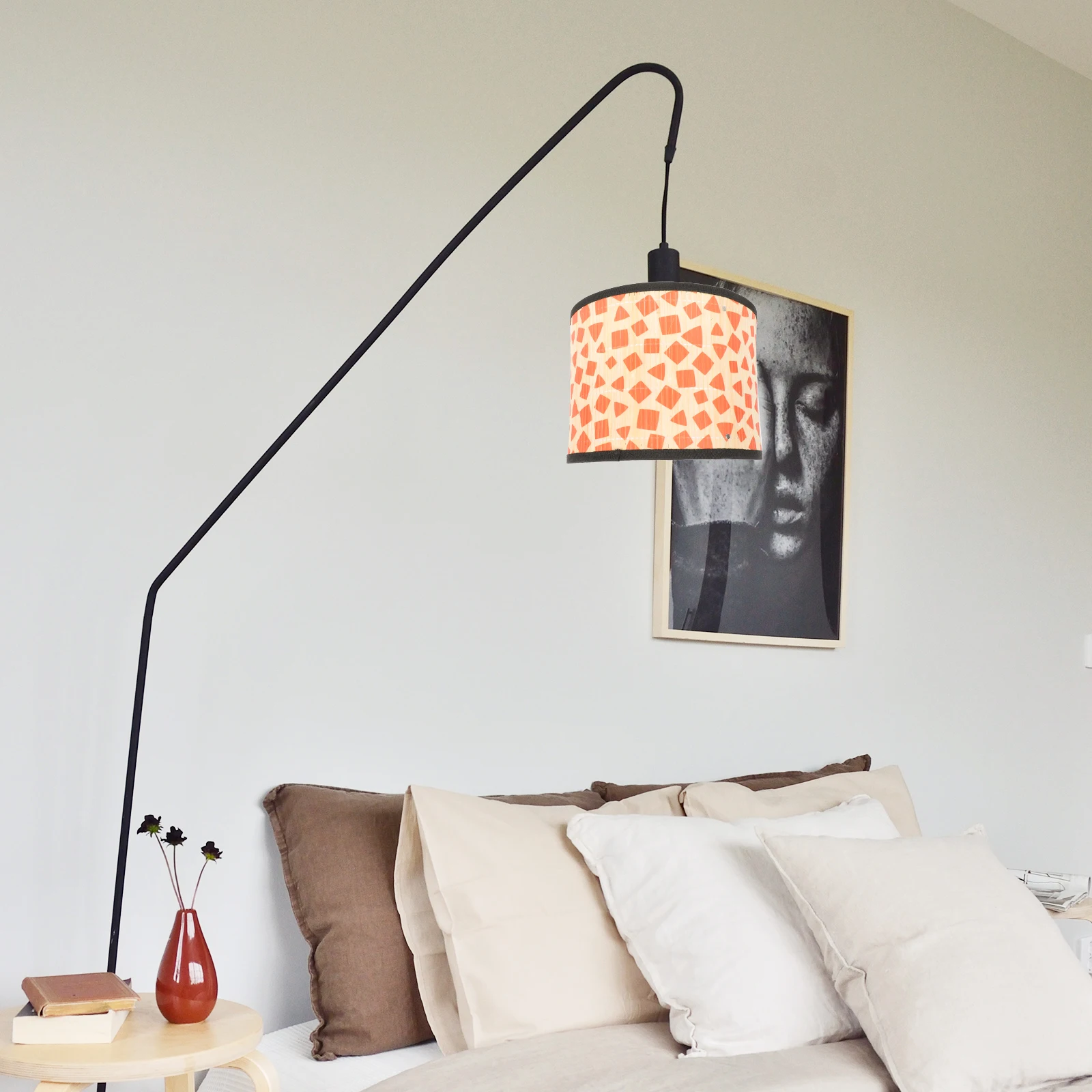 

1pc Bamboo Metal Lampshade Vintage Printed Durable Home Decor Ceiling Floor Table Light Cover Exquisite Multifunction Light