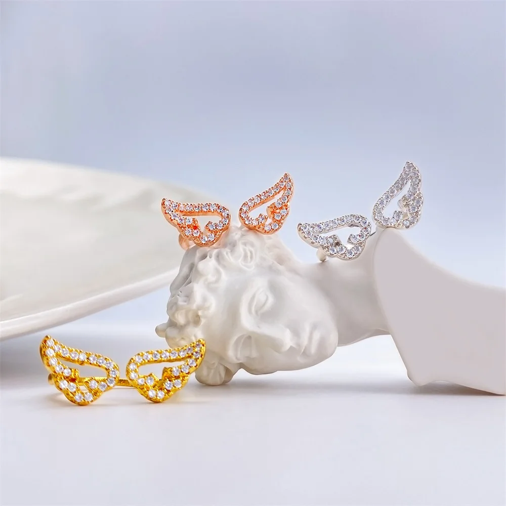 Korean Style Angel Wings Ring Adjustable Rhinestone Finger Rings For Women Silver Color Female Party Birthday Jewelry Gift image 4