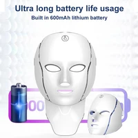 قناع الوجه LED مع الرقبة 7 ألوان العلاج بالضوء قناع الوجه الضوء الأحمر لمكافحة الشيخوخة تجديد جهاز تجميل البشرة سطع 5