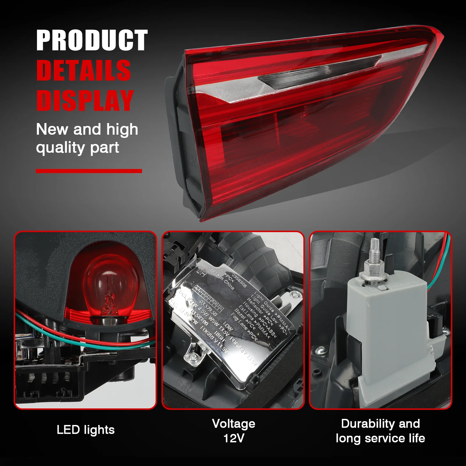 

63217350697 Left LED Tail Light Assembly for BMW X1 2016-2019 Rear Turn Signal Light Brake Warning Lamp Reversing Light