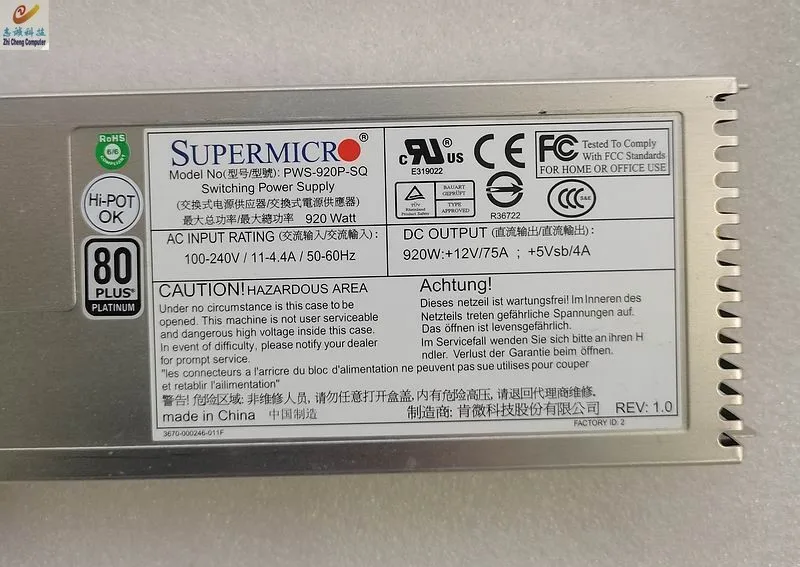 

AMD PWS-920P-SQ PWS-920-1R 920W Server Redundant Power Module in Stock