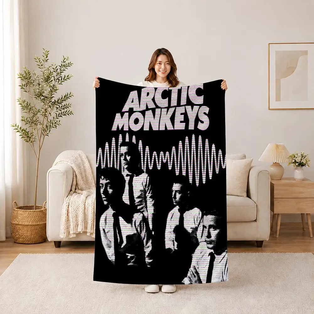 Vintage Arctic Monkeys Rock Band Music Throw Summer Flannel Blanket, Anti-Static Washable Shawl for Car Office Kids Nap