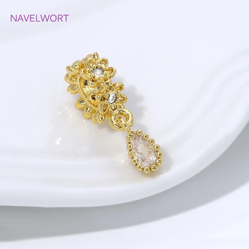 18K Gold Plated Brass Bails Pendants For Necklaces Accessories,Inlaid Zircon Water Drop Charms,DIY Jewelry Making Supplies view 6